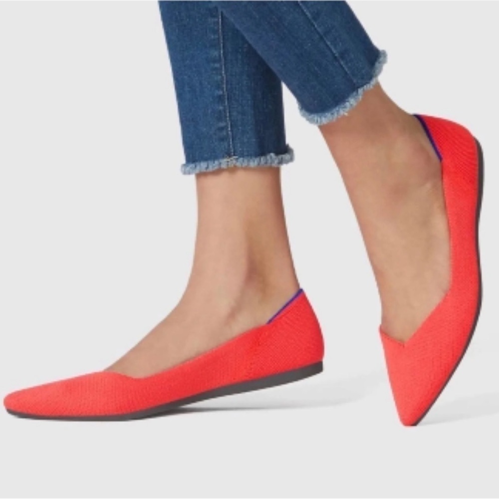NWOT Rothy’s Women's The Point Flame Red Color Pointed-Toe Flats sz W10.5 - Picture 3 of 15